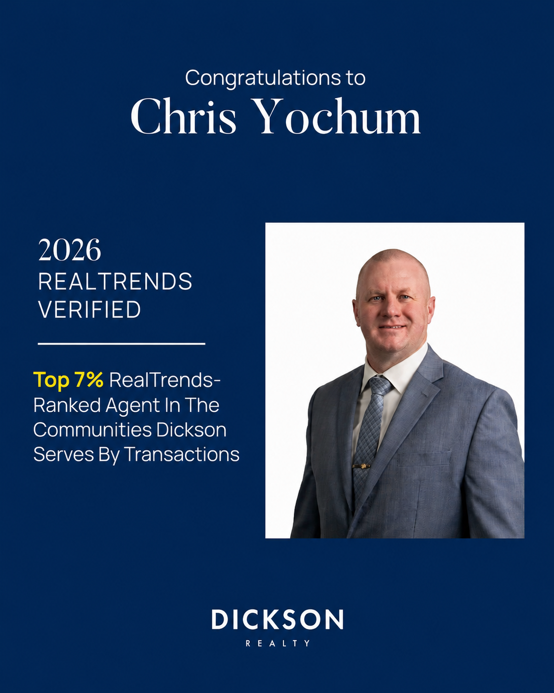 Chris Yochum recognition — Dickson Realty